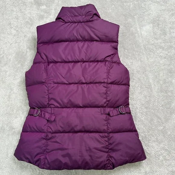 Eddie Bauer Womens Goose Down Puffer Vest Zip Snap Button Pockets Size XS Purple - Picture 2 of 12